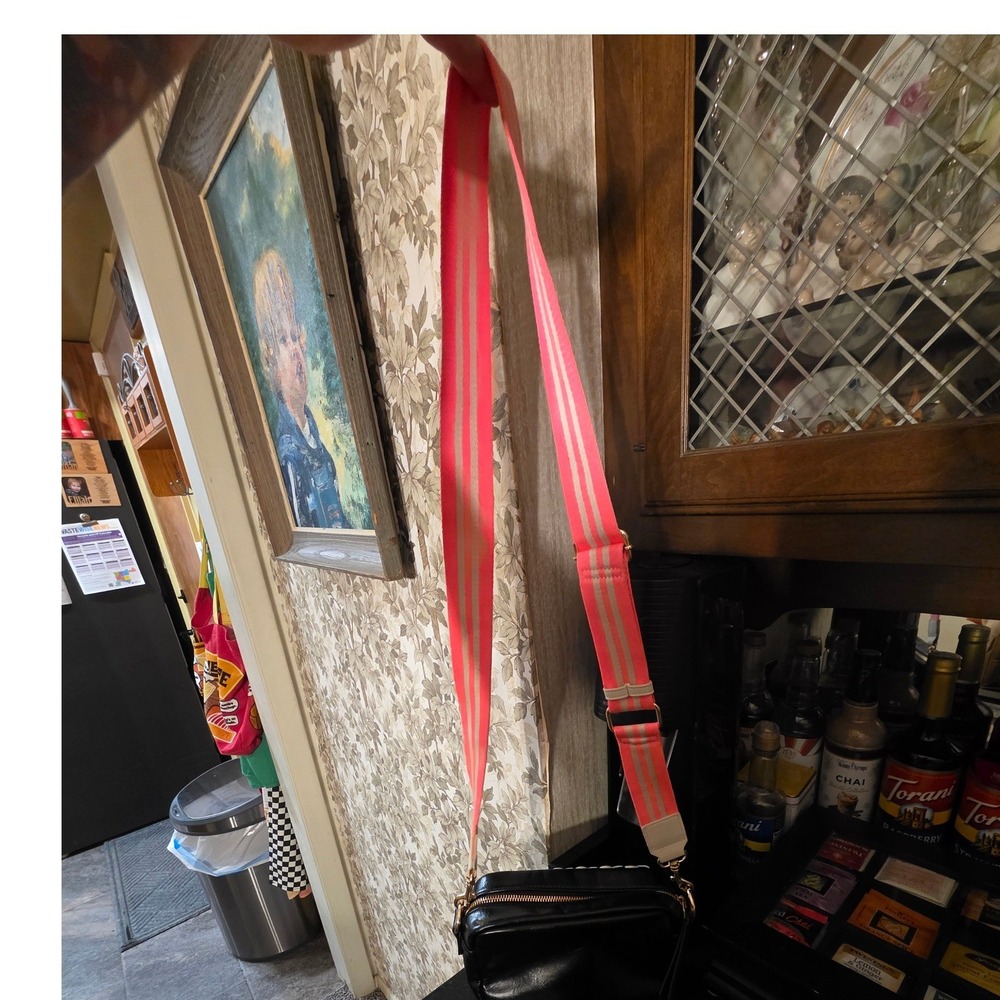 Skater Girl Black & White Checkered Crossbody Bag Rare Hot Pink Guitar Strap - Picture 14 of 14